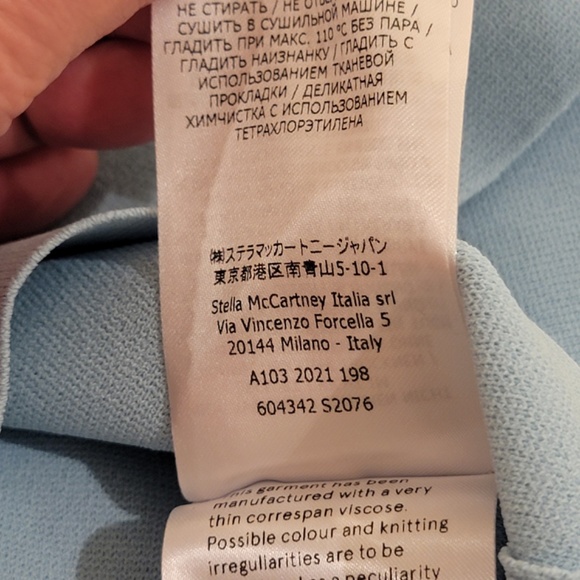 Stella McCartney Knit Short Sleeve Shirt Top Size EU 34 Blue High Low NWT NEW - Picture 9 of 15